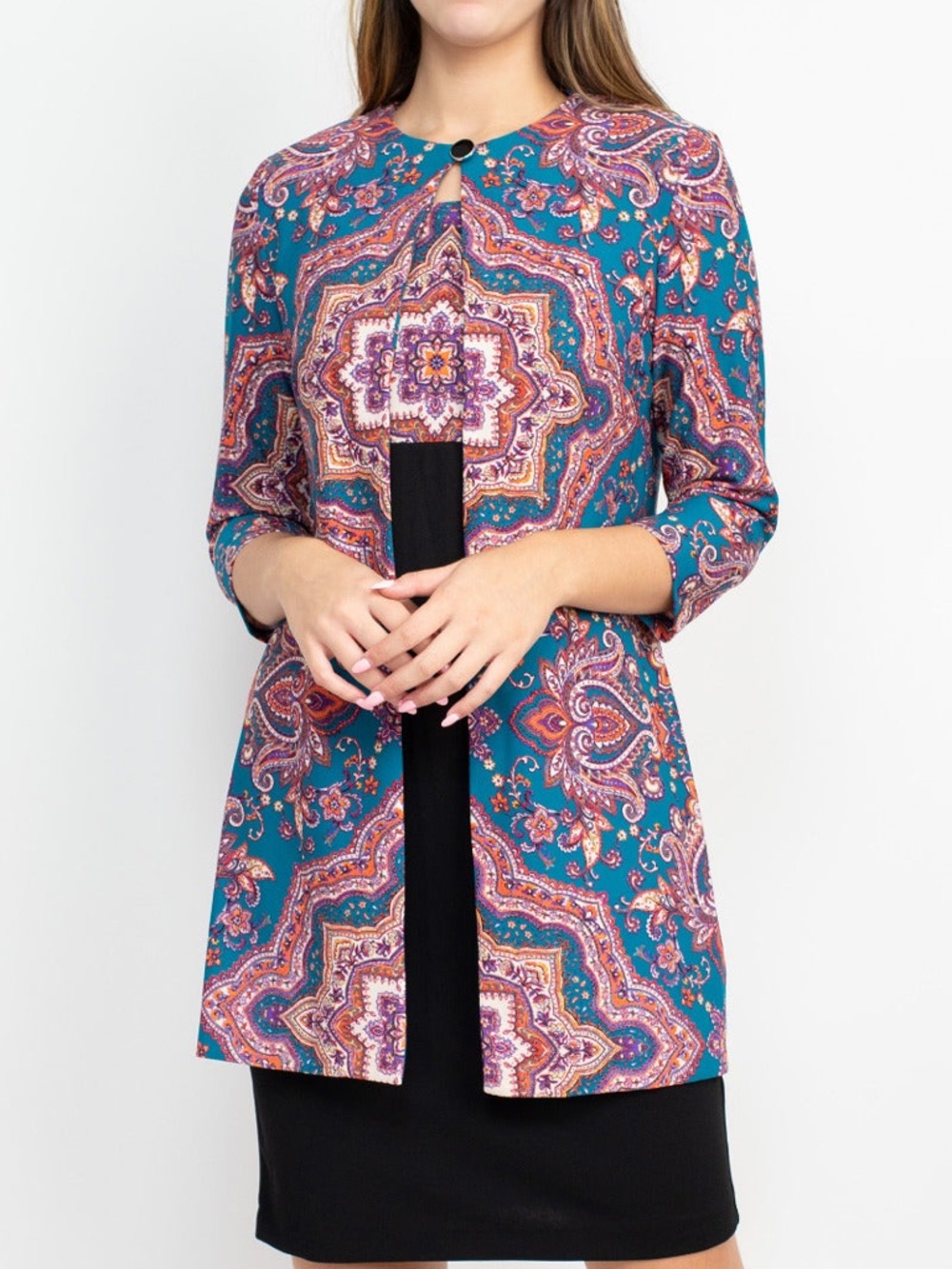 Danny & Nicole Teal Women’s Medallion Jacket and Dress Size 10